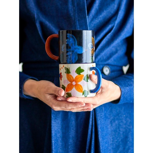 Juodos spalvos/smėlio spalvos iš keramikos puodeliai 2 vnt. 300 ml Maricala – Bloomingville-image-4