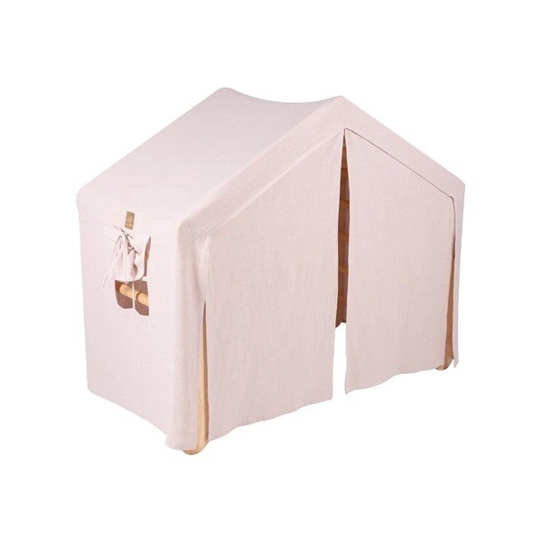 Rožinės spalvos/natūralios spalvos laipiojimo trikampis iš pušies masyvo 112x61x94 cm Montessori – Meowbaby-image-3