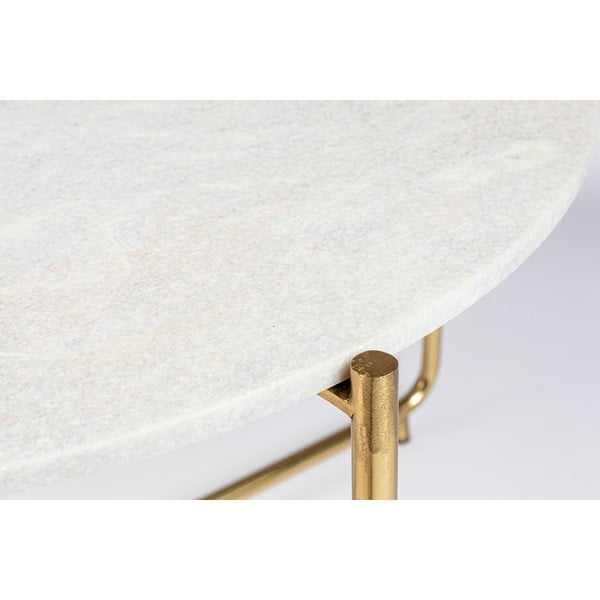 Su marmuriniu stalviršiu apvalios formos kavos staliukas baltos spalvos/auksinės spalvos ø 70 cm Timpa – White Label-image-3