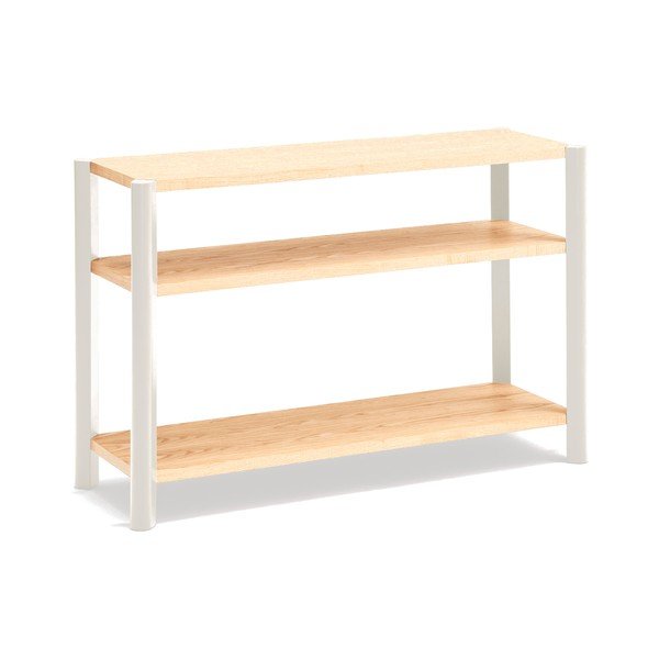 Kreminės spalvos/šviesios natūralios spalvos pastatoma lentyna iš ąžuolo 126x84x43 cm Bona – Teulat-image-2