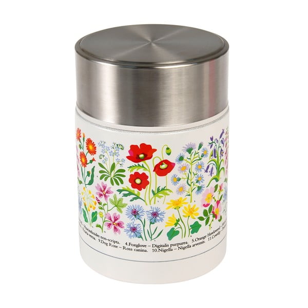 Kreminės spalvos/sidabrinės spalvos maistui/vaikams termosas 450 ml Wild Flowers – Rex London