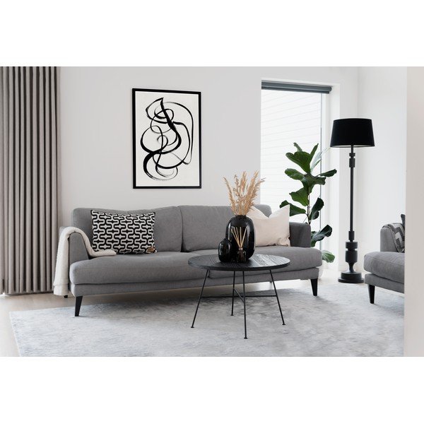 Juodas žurnalinis staliukas su pušies medienos stalviršiu Rowico Grafton, ø 70 cm-image-2