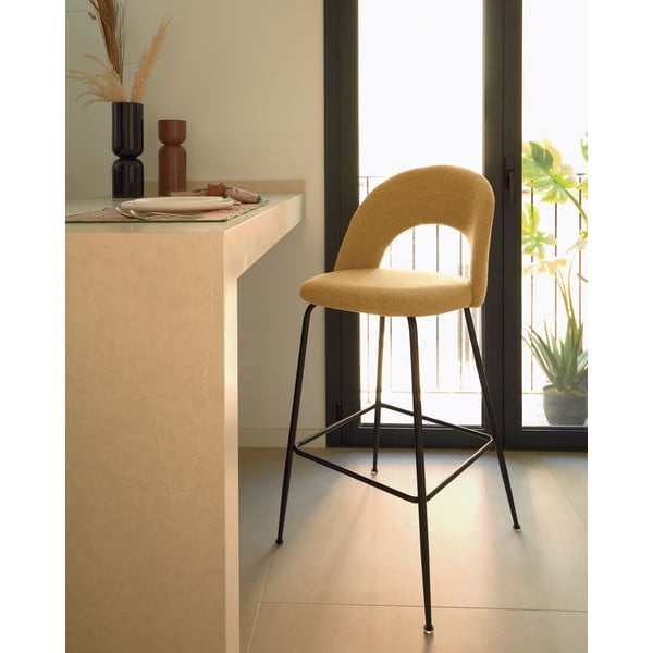 Baro taburėtės garstyčių spalvos 4 vnt. (sėdynės aukštis 63 cm) Mahalia – Kave Home-image-1