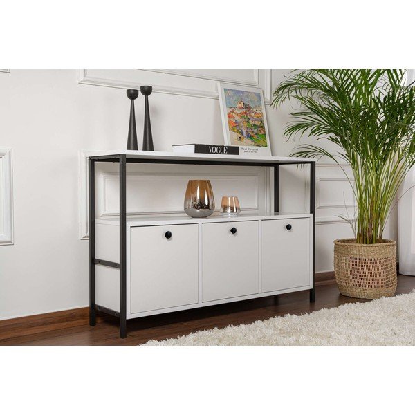 Baltos spalvos matinis konsolinis staliukas 29,5x120 cm Solace – Kalune Design-image-1