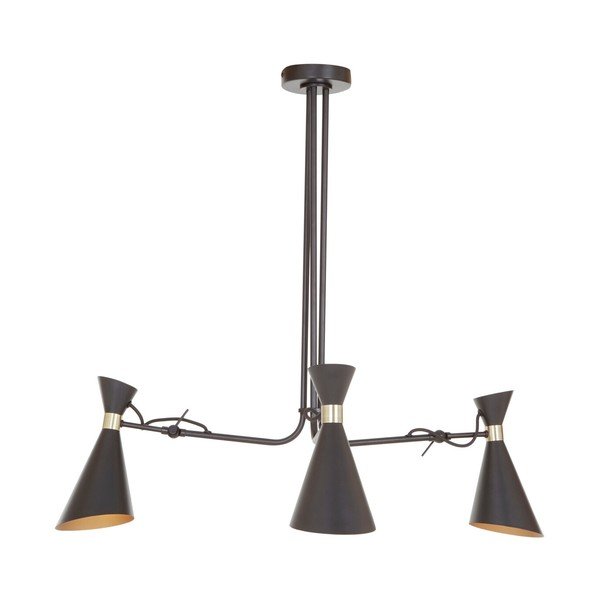 Juodos spalvos/auksinės spalvos iš metalo kabantis šviestuvas su metaliniu gaubtu Linox – Premier Housewares