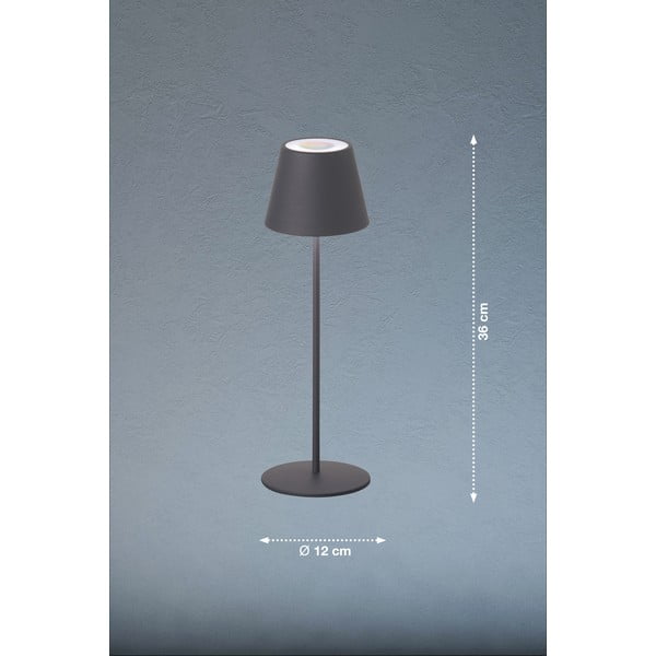 Pilkos spalvos šviesos diodų reguliuojamo apšvietimo stalinė lempa su judesio jutikliu ir metaliniu gaubtu (aukštis 38 cm) Consenza - Fischer & Honsel-image-2