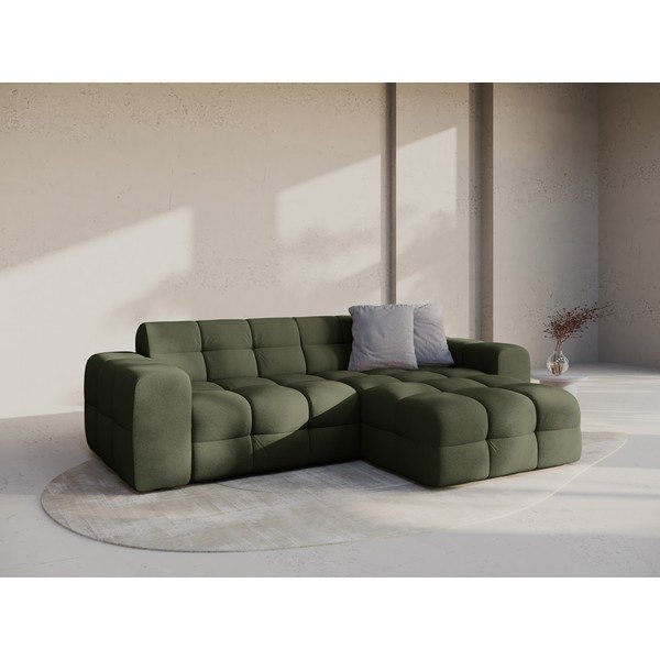 Žalios spalvos kampinė sofa (su dešiniuoju kampu/su gultu) Kendal – Micadoni -image-1