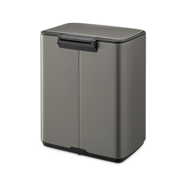 Pilkos spalvos šiukšliadėžė iš plieno su pedalu 12 l Bo – Brabantia-image-3
