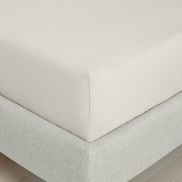 Smėlio spalvos iš medvilninio perkelio paklodė su guma 90x190 cm Cotton Percale – Bianca-image-3