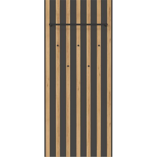 Antracito spalvos/natūralios spalvos sieninė kabykla iš ąžuolo 64x148x14 cm Renell – Germania