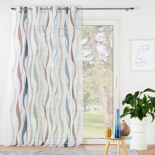 Permatoma užuolaida baltos spalvos/mėlynos spalvos 140x280 cm Lisana – douceur d'intérieur-image-2