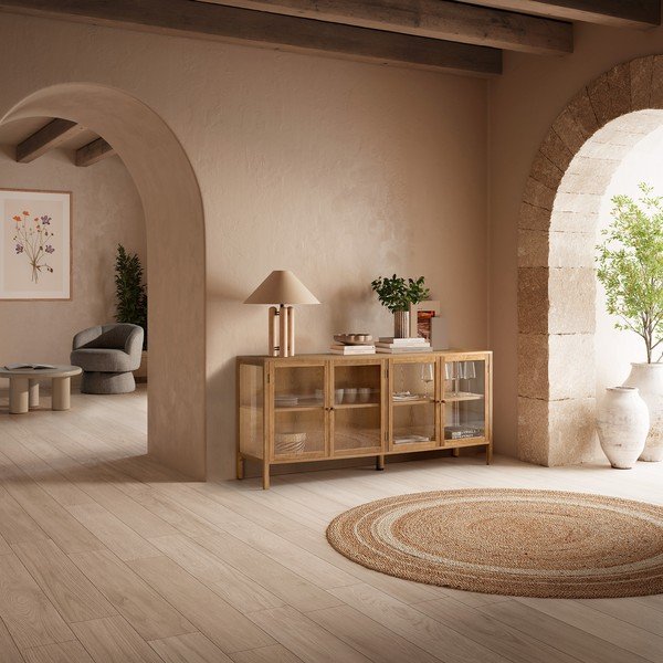 Natūralios spalvos vitrina iš ąžuolo 180x80x40 cm Ceci – MOME-image-1