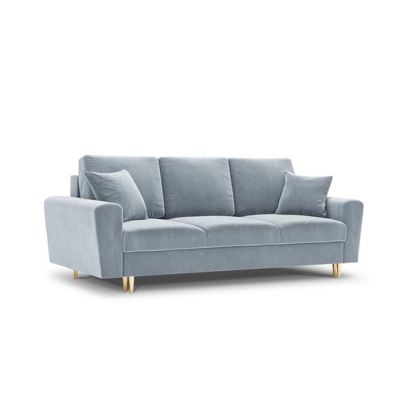 Šviesiai mėlynos spalvos iš velveto sulankstoma/su sandėliavimo vieta sofa 235 cm Kyoto – Cosmopolitan Design-image-1