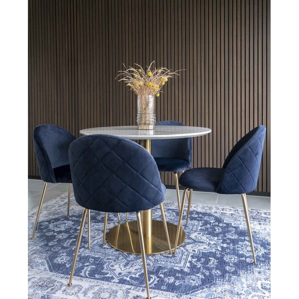 Iš aksomo valgomojo kėdės mėlynos spalvos/auksinės spalvos 2 vnt. Geneve – House Nordic-image-1