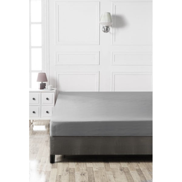 Iš medvilnės paklodė tamsiai pilkos spalvos su guma 140x200 cm – Mijolnir-image-2