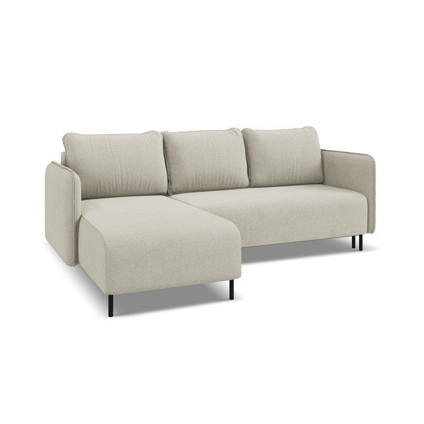 Smėlio spalvos sulankstoma/su sandėliavimo vieta kampinė sofa (su kairiuoju kampu) Luana – Makamii-image-4