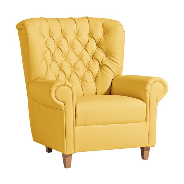 "Max Winzer" geltonos spalvos išskleidžiamas "Vicky" odinis fotelis