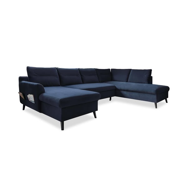 Tamsiai mėlyna U formos sofa-lova Miuform Stylish Tent, dešinysis kampas