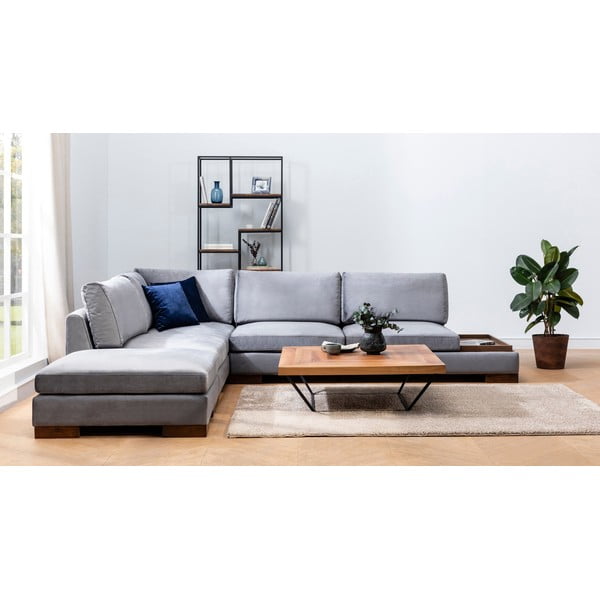 Kampinė sofa pilkos spalvos (su kairiuoju kampu) Tulip – Balcab Home-image-3