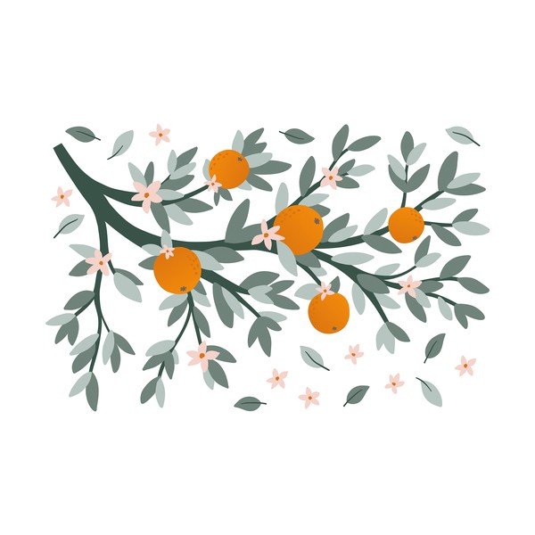 Lipdukų lapas 54x80 cm Oranges On A Branch – Lilipinso