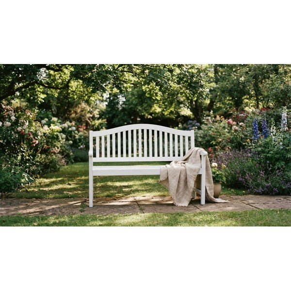 Medžio masyvo sodo suoliukas baltos spalvos Singapore – Garden Pleasure-image-3