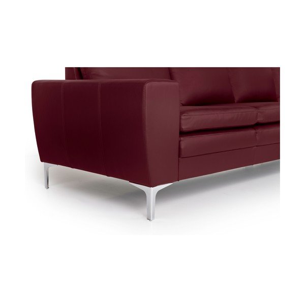 Raudona odinė kampinė sofa Scandic Twigo, dešinysis kampas-image-3