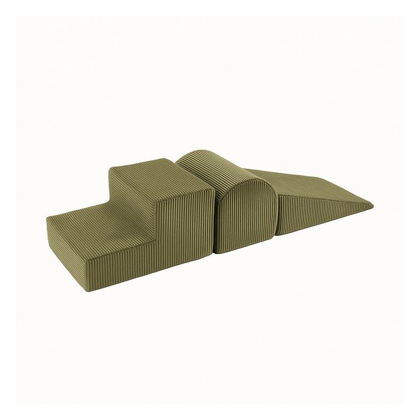 Khaki spalvos iš velveto putų žaidimų aikštelė 3 vnt. aukštis 30 cm 45x143 cm – Meowbaby