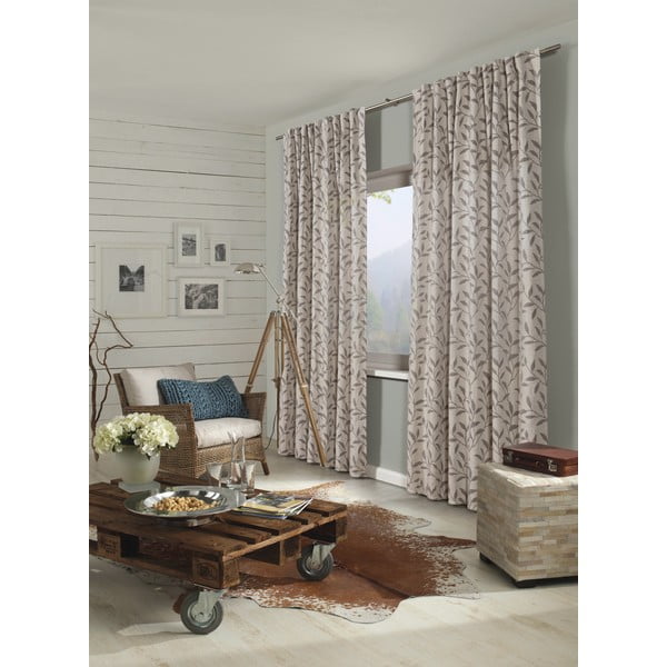 Pilkos spalvos/smėlio spalvos iš lino mišinio užuolaida 140x245 cm List – Sehlbach-image-2