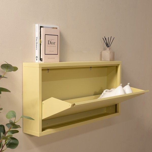 Šviesiai geltonos spalvos iš plieno atlenkiama/pakabinama spintelė batams 75x37,5x12,5 cm Billy – Spinder Design-image-2