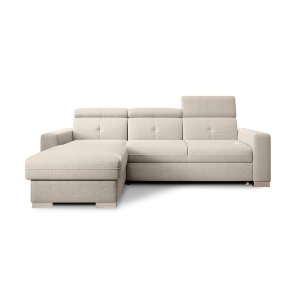 Smėlio spalvos sulankstoma/su sandėliavimo vieta kampinė sofa (su kairiuoju kampu/su gultu) Fresia – ELTAP
