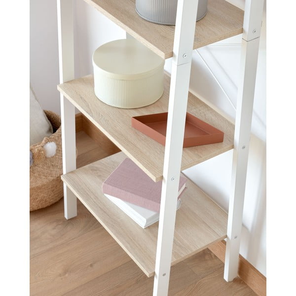 Baltos spalvos/natūralios spalvos pastatoma lentyna iš ąžuolo 56x172x32 cm Aarhus – Kave Home-image-4