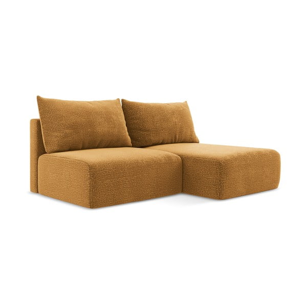 Oranžinės spalvos sulankstoma/su sandėliavimo vieta kampinė sofa (su dešiniuoju kampu) Kalena – Makamii-image-3