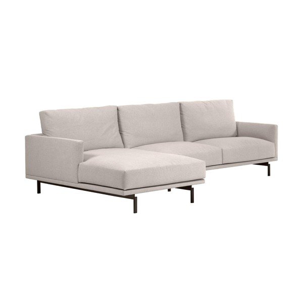 Smėlio spalvos iš šenilinio audinio kampinė sofa (su kairiuoju kampu/su gultu) Galene – Kave Home-image-1