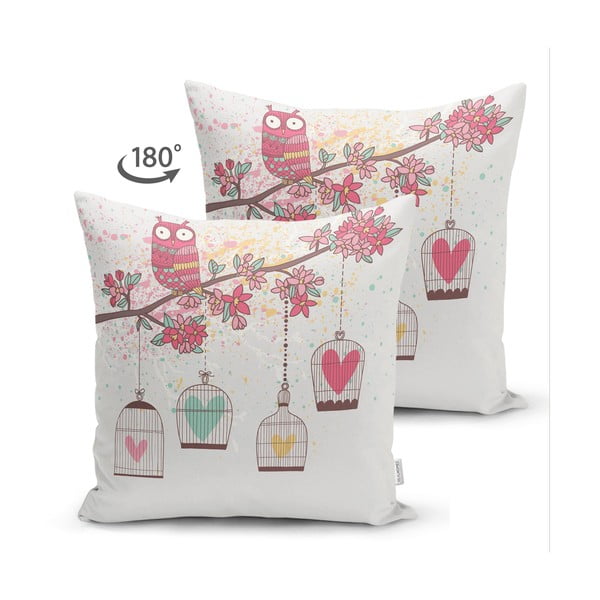 Minimalistiniai pagalvėlių užvalkalai Širdies gėlės, 45 x 45 cm