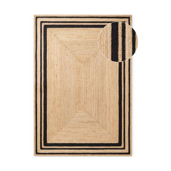 Rankų darbo juodos spalvos/natūralios spalvos iš džiuto kilimas 160x230 cm Jutta – Hanse Home