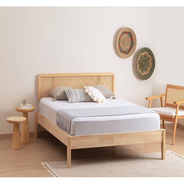 Iš eglės medžio masyvo viengulė lova natūralios spalvos su lovos grotelėmis 90x200 cm Izabelya – Kalune Design-image-1