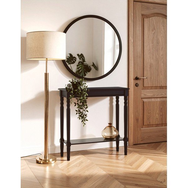 Juodos spalvos iš pušies masyvo konsolinis staliukas 30x80 cm Heritage – Premier Housewares-image-1