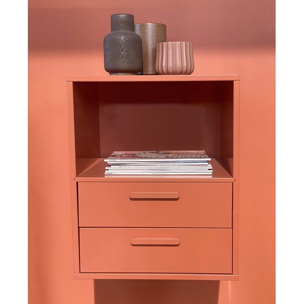 Raudonos sieninis naktinis staliukas su 2 stalčiais Keep by Hammel-image-1