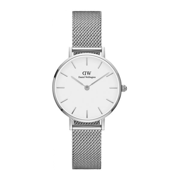 Sidabrinis moteriškas laikrodis su baltu ciferblatu Daniel Wellington Petite, ⌀ 28 mm