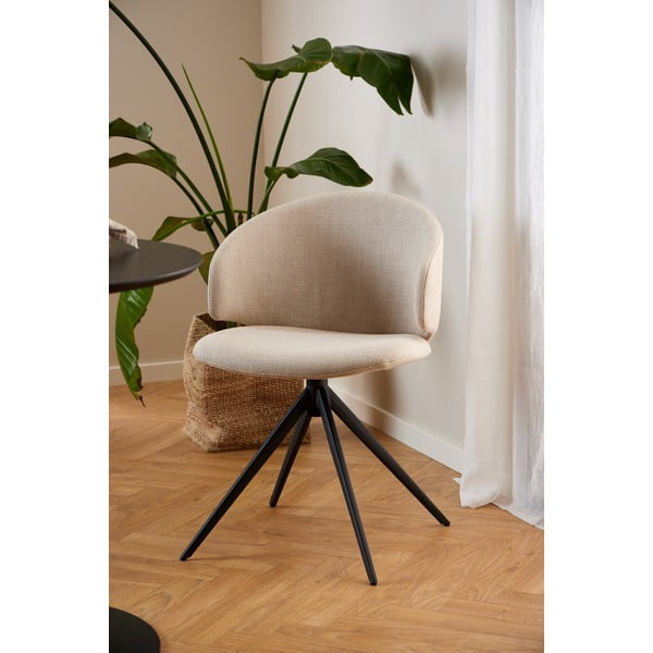 Smėlio spalvos iš audinio valgomojo kėdė su porankiais Ella – Actona-image-2