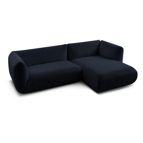 Tamsiai mėlyna velvetinė kampinė sofa (dešinysis kampas) Lecomte - Bobochic Paris-image-3