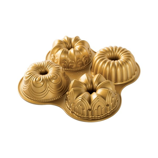 Aukso spalvos kepimo forma 4 mini pyragaičiams Nordic Ware Minimix, 2,1 l
