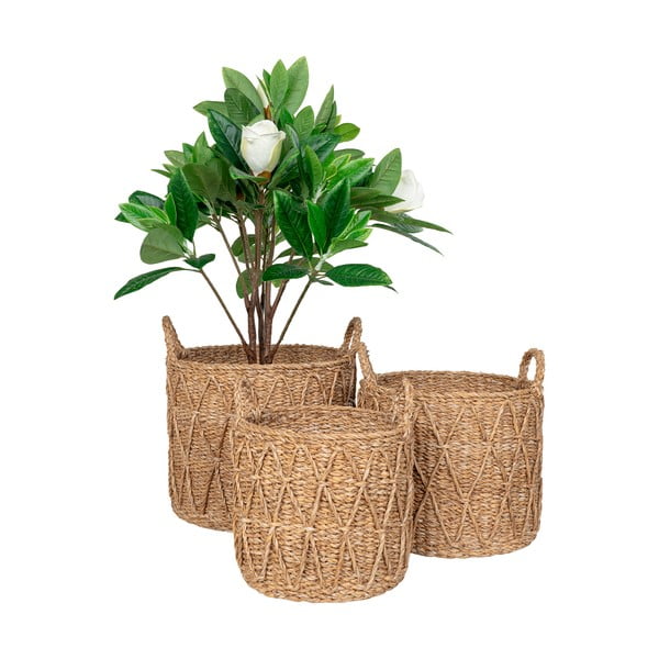 Iš jūržolės krepšiai 3 vnt. ø 32x30 cm Krabi – House Nordic-image-4