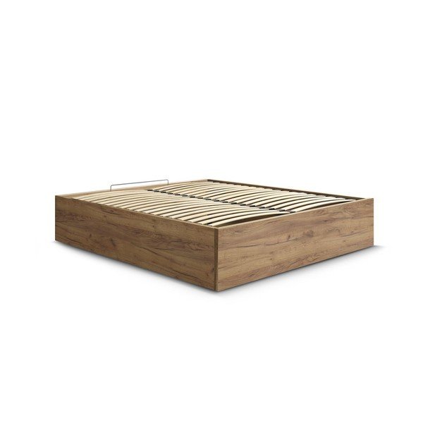 Rudos spalvos dvigulė lova iš medžio drožlių plokštės iš beržo su sandėliavimo vieta/be galvūgalio su lovos grotelėmis 140x190 cm Mara – Bobochic Paris