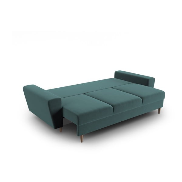 Smaragdinės spalvos iš velveto sulankstoma/su sandėliavimo vieta sofa 235 cm Kyoto – Cosmopolitan Design-image-2