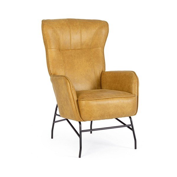 Garstyčių spalvos krėslas iš dirbtinės odos Nasira – Bizzotto