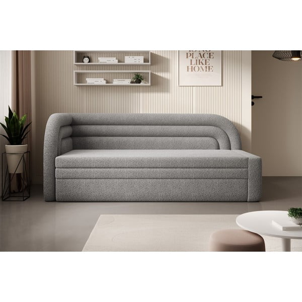 Pilkos spalvos iš boucle sulankstoma/su sandėliavimo vieta sofa su kairiuoju kampu 223 cm Fabillo – ELTAP-image-1