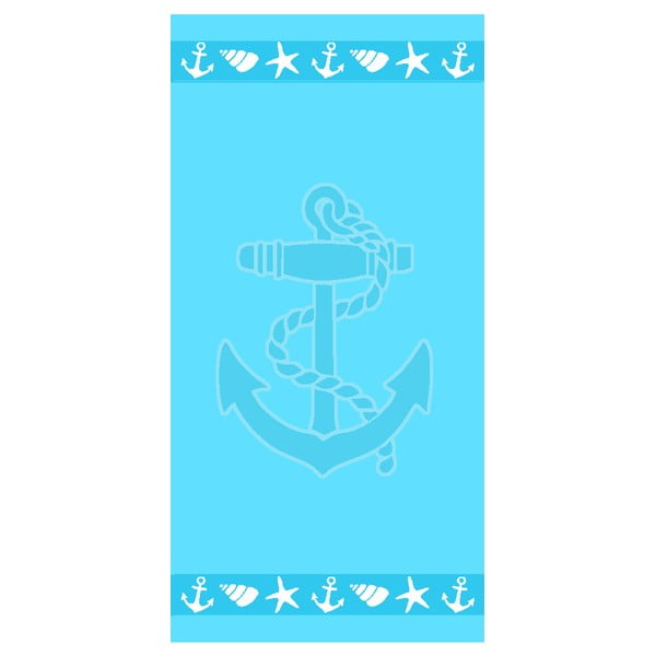 Mėlynos spalvos iš frote audinio iš medvilnės paplūdimio rankšluostis 70x140 cm   Anchor – B.E.S.