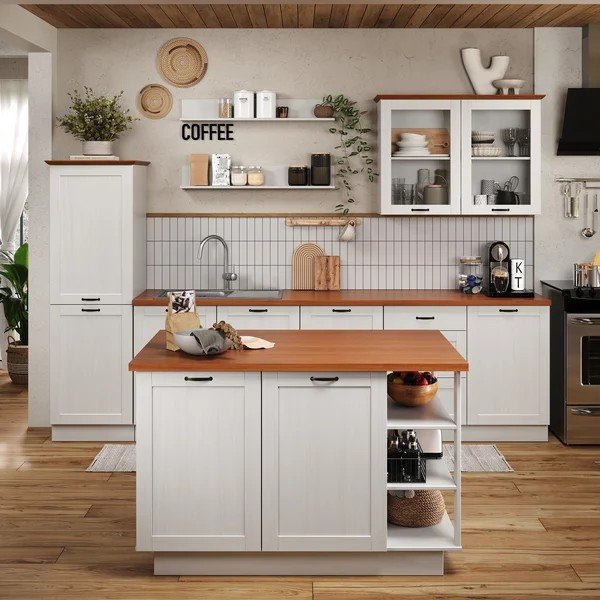 Baltos spalvos/gintarinės spalvos iš pušies masyvo pakabinama vitrina 105x80x35 cm Teramo – Støraa-image-2