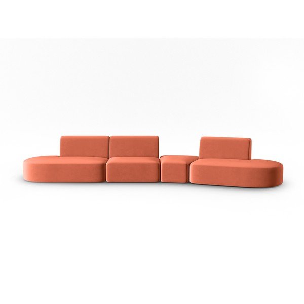 Rožinės spalvos iš velveto sofa su dešiniuoju kampu 428 cm Paolo – Milo Casa